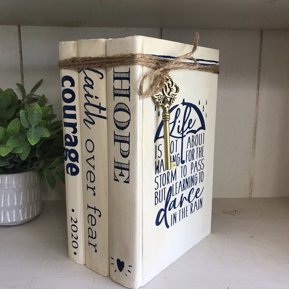 Handcrafted Distressed Book Stack Decor - Picture 4 of 8